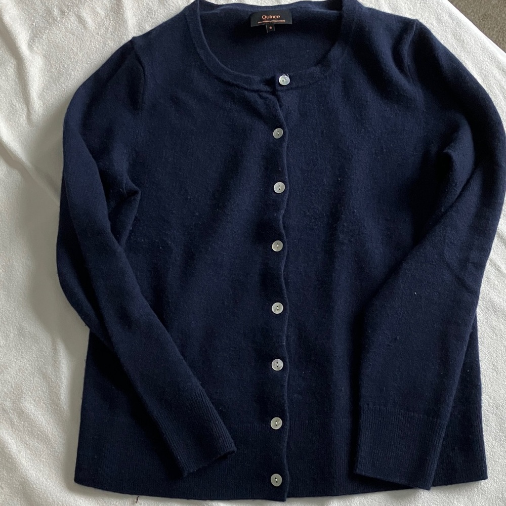 Quince Deep Blue Cardigan Sweater